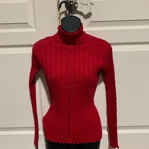 Red turtle neck sweater